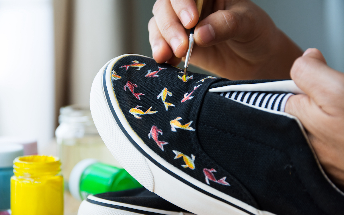 Shoes customized with painted art