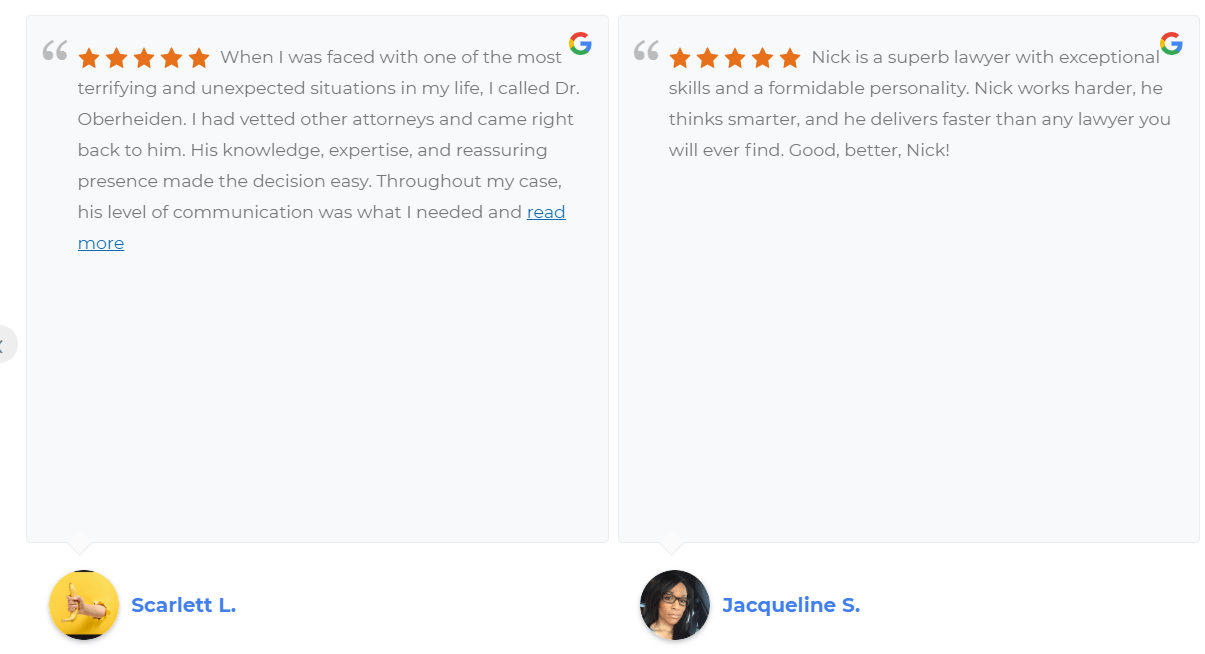 Image of Google reviews embedded on a website.